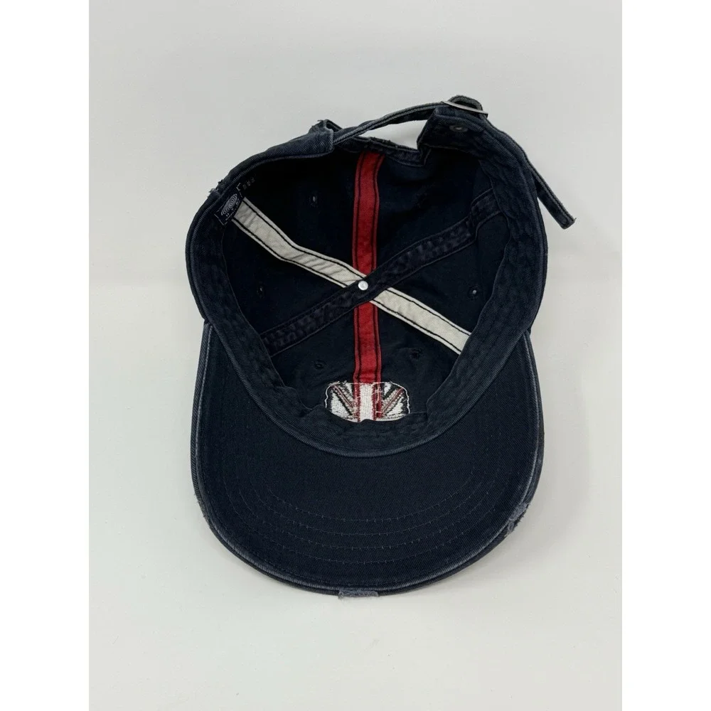 London England Flag Hat Cap Strap Back Blue Distressed One Size Adjustable‎